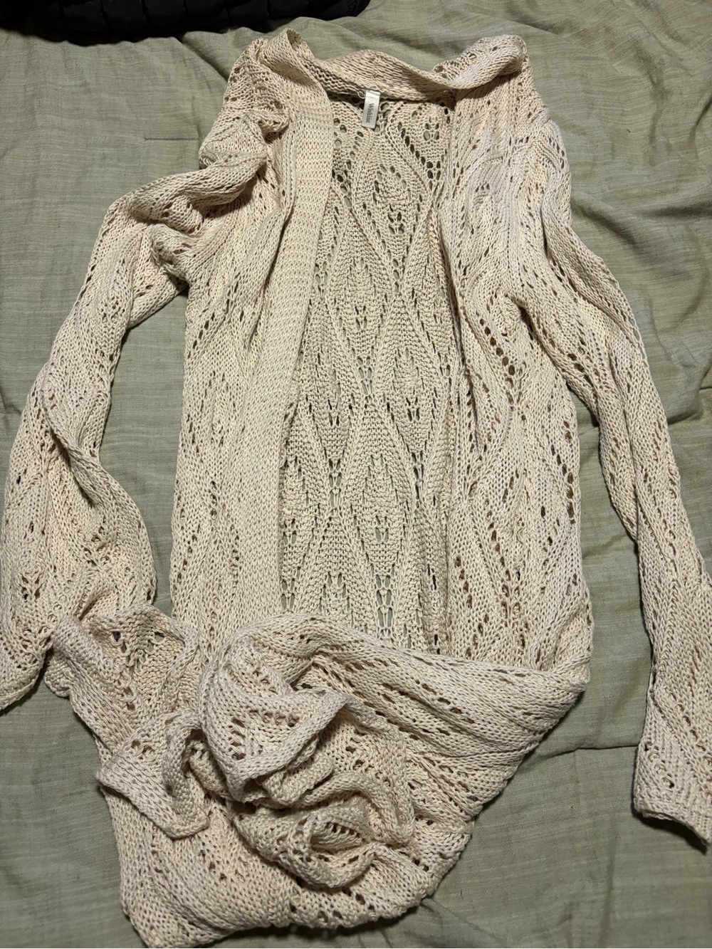 Wishlist Open-Front Cream Crochet Knit Cardigan